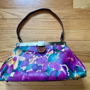 Patricia Nash Ferrara frame floral leather shoulder bag